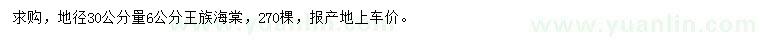 求购地径30公分量6公分王族海棠