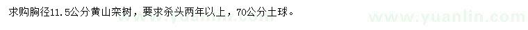 求购胸径11.5公分黄山栾树