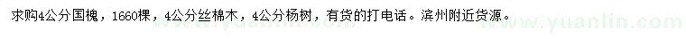 求购国槐、丝棉木、杨树