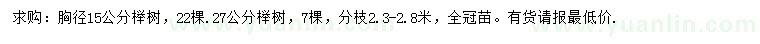 求购胸径15、27公分榉树