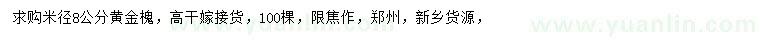 求购米径8公分黄金槐