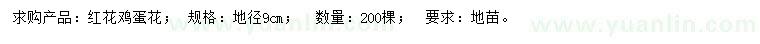 求购地径9公分红花鸡蛋花