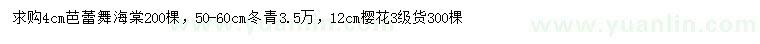 求购芭蕾舞海棠、冬青、樱花