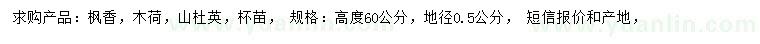 求购枫香、木荷、山杜英