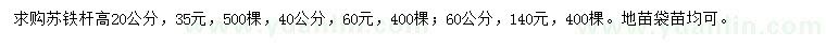 求购高20、40、60公分苏铁