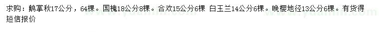 求购鹅掌揪、国槐、合欢等