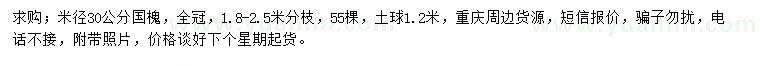 求购米径30公分国槐