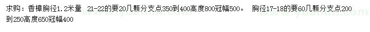 求购胸径1.2米量 21公分香樟