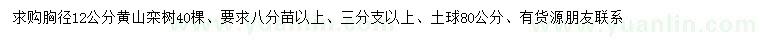 求购胸径12公分黄山栾树