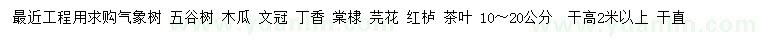 求购气象树 、五谷树、木瓜等