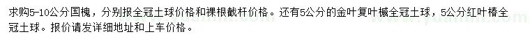 求购国槐、金叶复叶槭、红叶椿