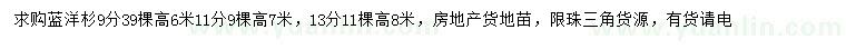 求购9、11、13公分南洋杉