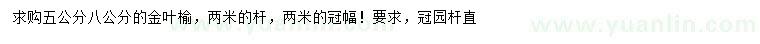 求购5、8公分金叶榆