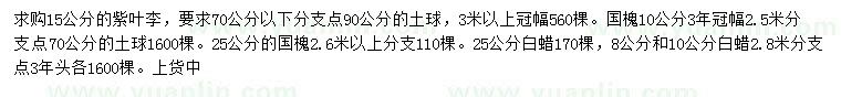 求购紫叶李、国槐、白蜡