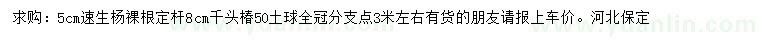 求购5公分速生杨、8公分千头椿