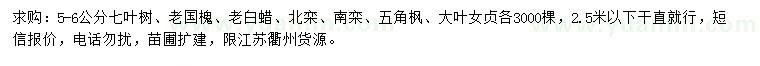 求购七叶树、老国槐、老白蜡等