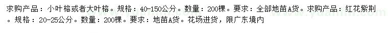 求购小叶榕、大叶榕、红花紫荆