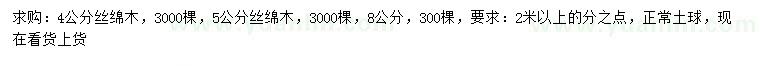 求购4、5、8公分丝绵木