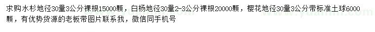 求购水杉、白杨、樱花