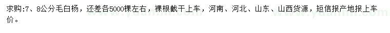 求购7、8公分毛白杨