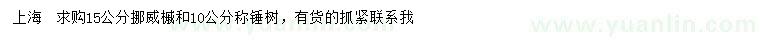 求购15公分挪威槭、称锤树