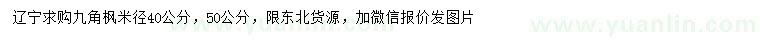 求购米径40、50公分九角枫