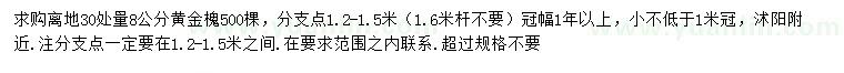 求购离地30处量8公分黄金槐