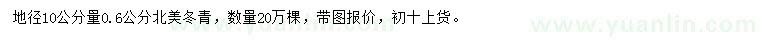 求购地径10公分量0.6公分北美冬青