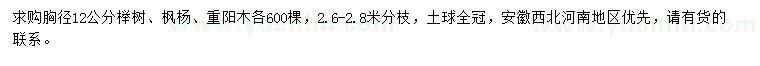 求购榉树、枫杨、重阳木