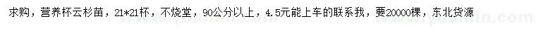 求购90公分以上云杉苗