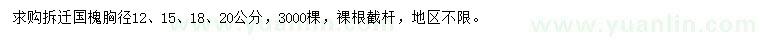 求购胸径12、15、18、20公分国槐