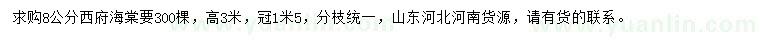 求购8公分西府海棠