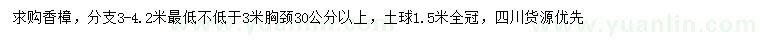 求购胸径30公分以上香樟