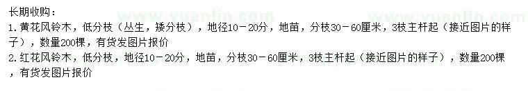 求购地径10－20公分矮分枝黄花风铃木、红花风铃木