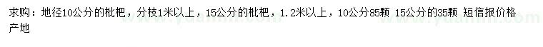 求购地径10、15公分枇杷