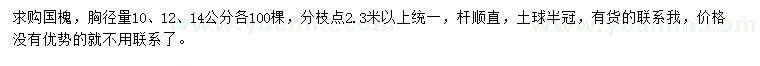 求购胸径量10、12、14公分国槐