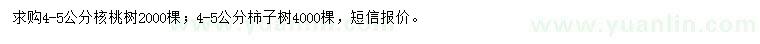 求购4-5公分核桃树、柿子树