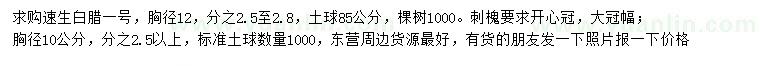 求购胸径12公分速生白蜡、胸径10公分刺槐