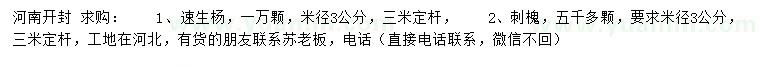 求购米径3公分速生杨、刺槐