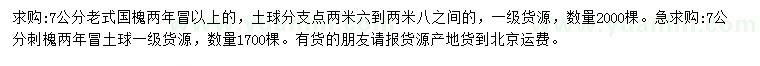 求购7公分老式国槐、刺槐