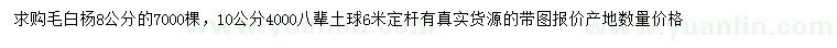 求购8、10公分毛白杨