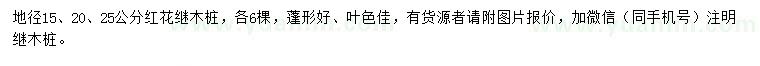 求购地径15、20、25公分红花继木桩