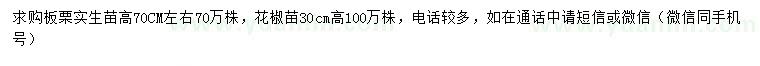 求购高70公分板栗实生苗、高30公分花椒苗