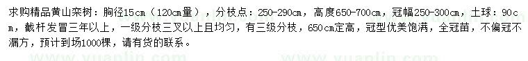 求购胸径15公分黄山栾树