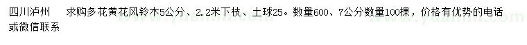 求购5、7公分黄花风铃木