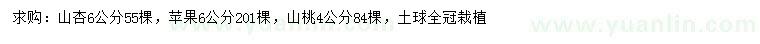 求购山杏、苹果、山桃