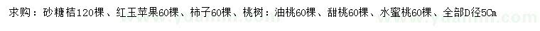 求购砂糖桔、红玉苹果、柿子等