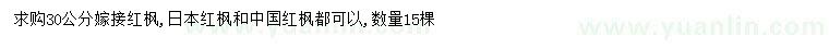 求购嫁接红枫、日本红枫、中国红枫