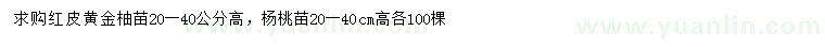 求购高20-40公分红皮黄金柚苗、杨桃苗