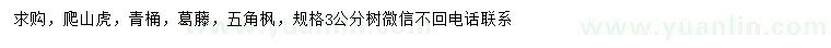 求购爬山虎、青桶、葛藤等